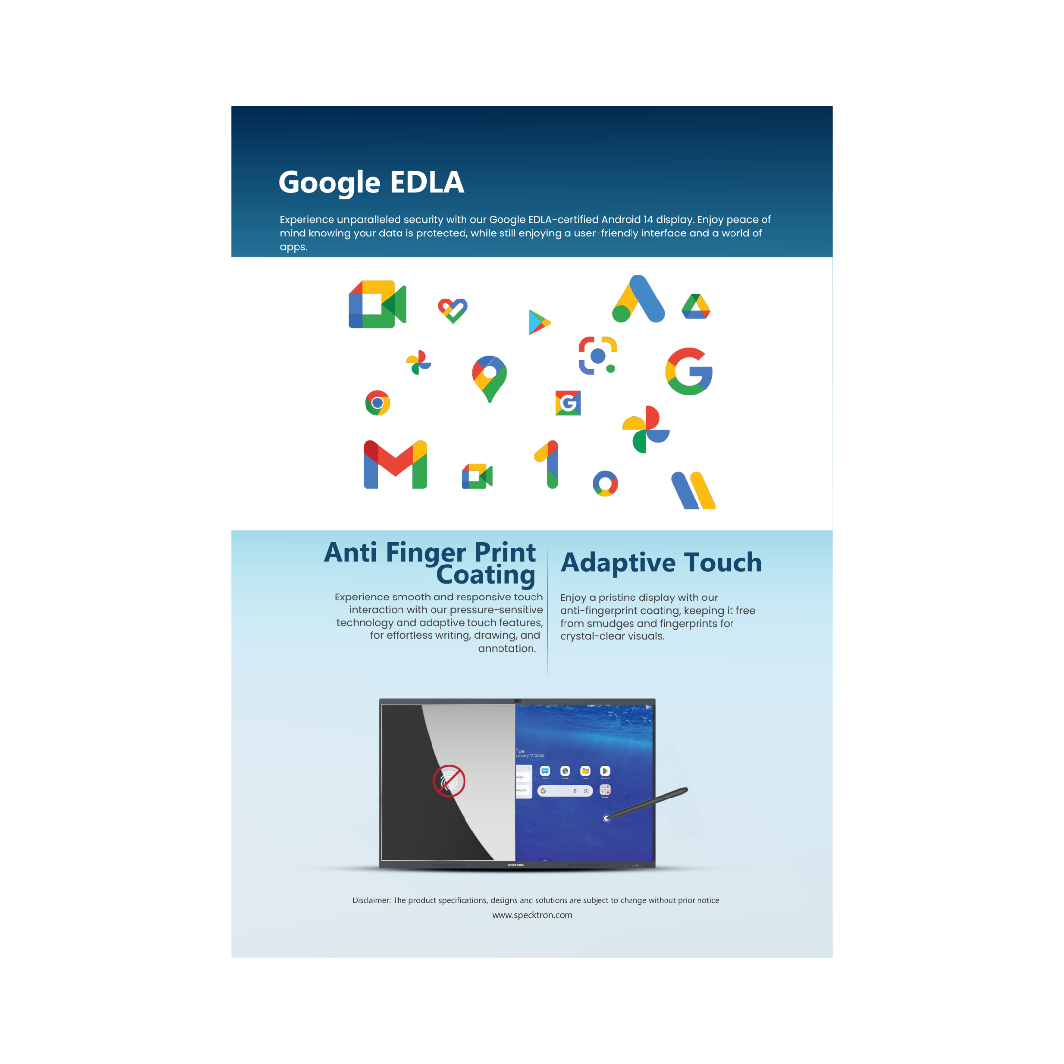 Specktron UDX-S2 Pro 65" Interactive AI Smartboard with SparkyAI